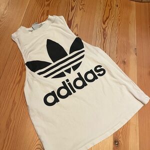 Adidas Cream Sleeveless Top with Black Trefoil